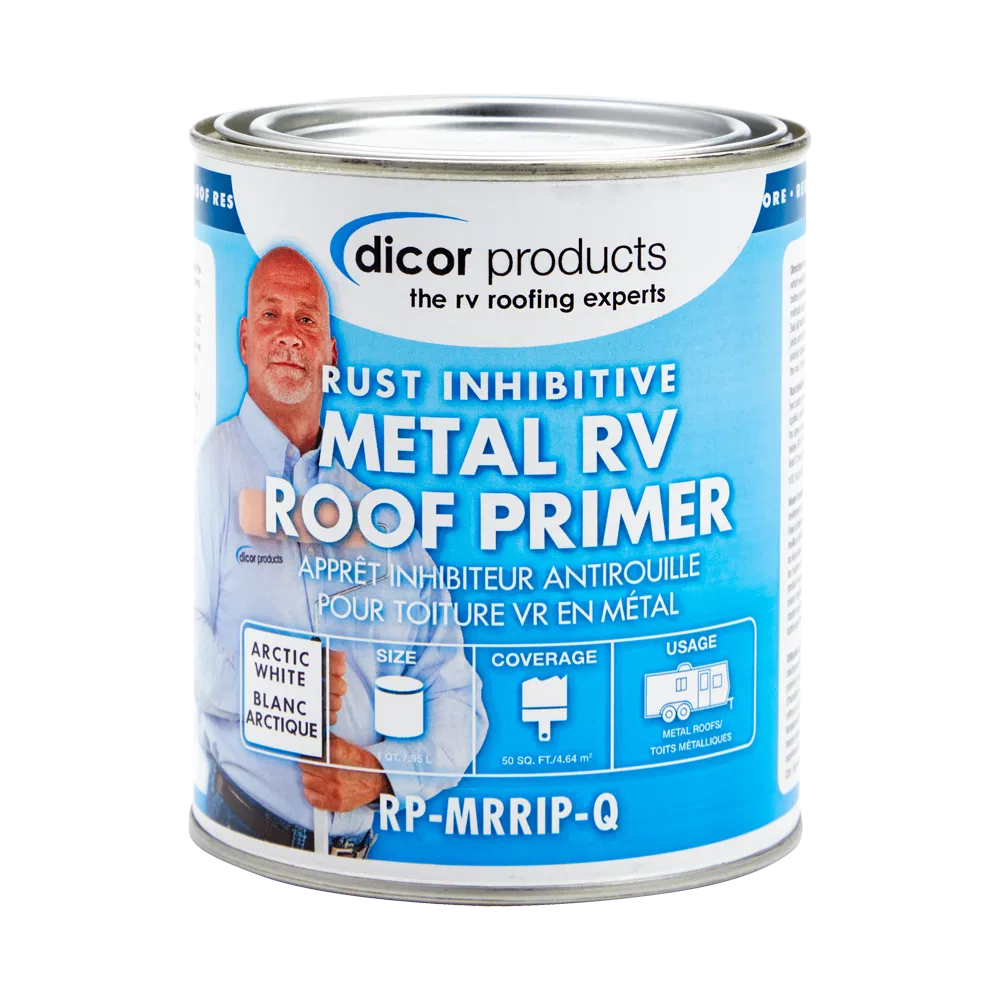 RP-MRRIP-Q – DICOR CORP Roof Sealant Primer, Use To Prevent Rust And Corrosion On Metal RV Roof White 1 Quart Can Sin...